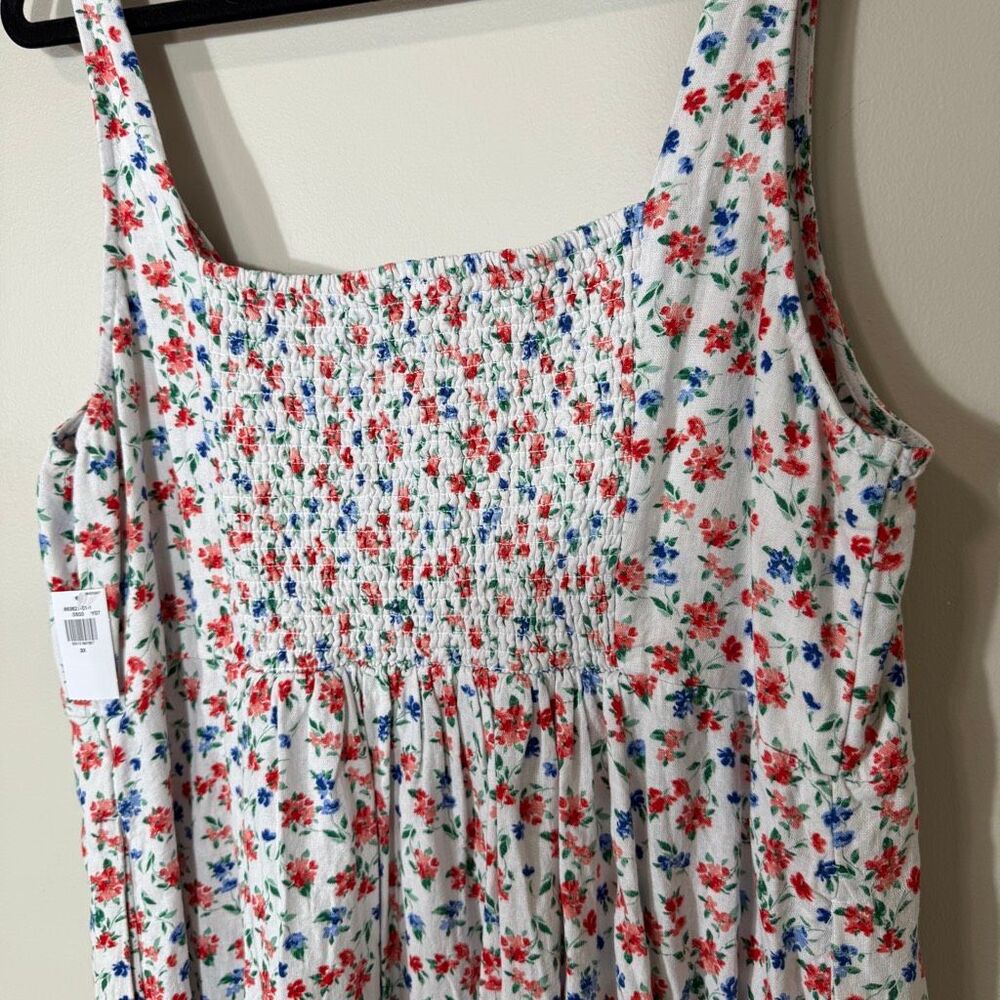 Old Navy Fit & Flare Plus Size Linen Blend Cottagecore Floral Midi Dress Size 2X - Picture 7 of 8